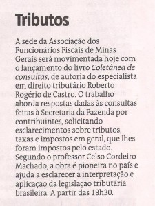 Jornal Estado de Minas publica nota sobre o lançamento da Coletânea de Consultas